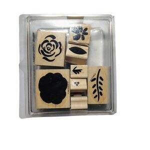 Vintage Stampin Up Flashy Florals Two Step Rubber‎ Stamps 1996 Retired Set
